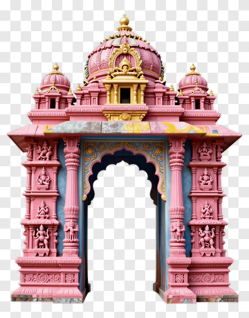 Pink Temple Gate With Golden Accents PNG