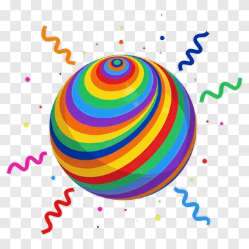 Rainbow Ball With Confetti PNG