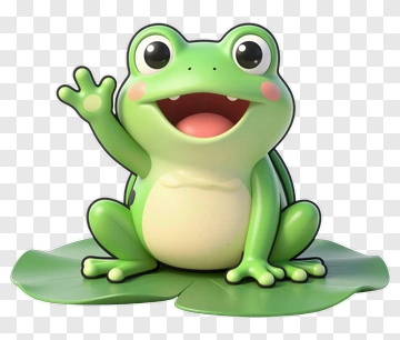 Happy Frog Waving On Lotus Leaf PNG