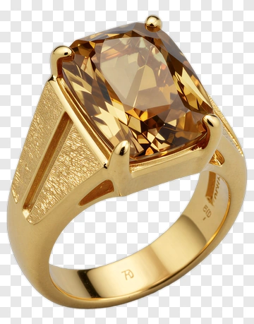 Gold Ring With Citrine Gemstone PNG