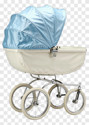 Vintage Baby Carriage With Blue Canopy PNG