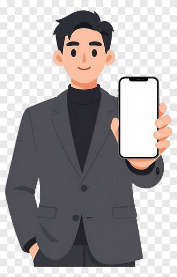 Man Holding Smartphone PNG
