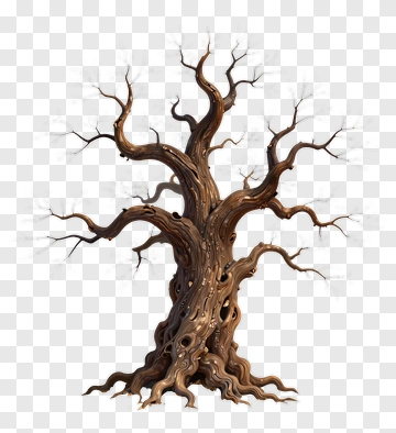 Ancient Tree With Gnarled Branches PNG