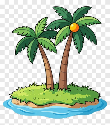 Tropical Island With Palm Trees PNG