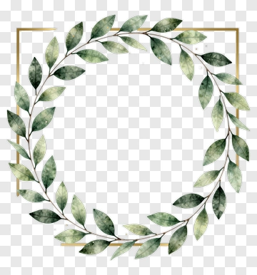 Leaf Wreath With Gold Frame PNG