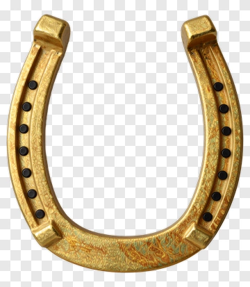 Golden Horseshoe With Black Nails PNG