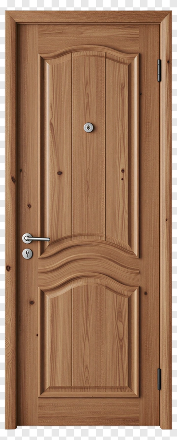 Wooden Door With Handle And Lock PNG