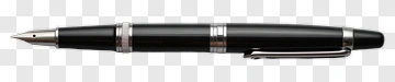 Black Fountain Pen With Silver Accents PNG