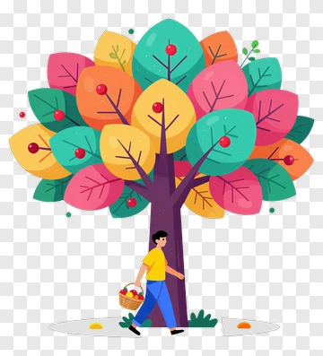 Person Walking Under Colorful Tree PNG