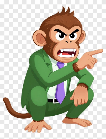 Angry Monkey Businessman Pointing PNG