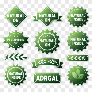 Natural On And Inside Stickers With Leaf Design PNG