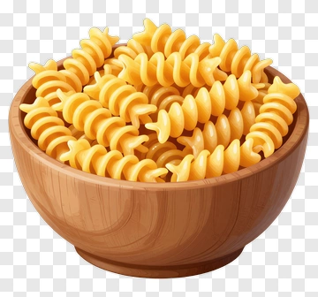 Yellow Pasta In Wooden Bowl PNG