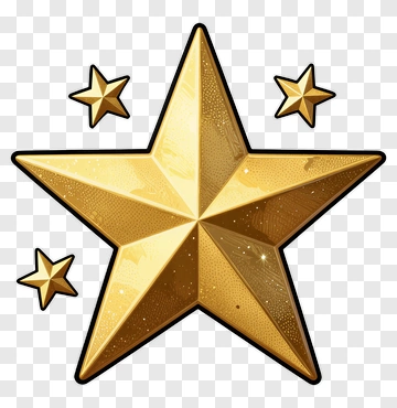 Golden Star With Smaller Stars PNG