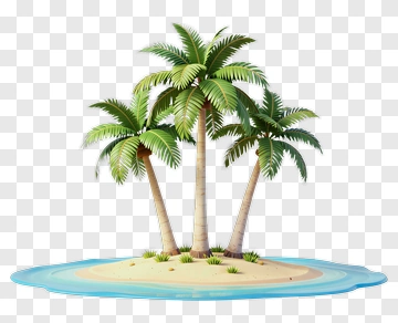Three Palm Trees On A Small Island PNG