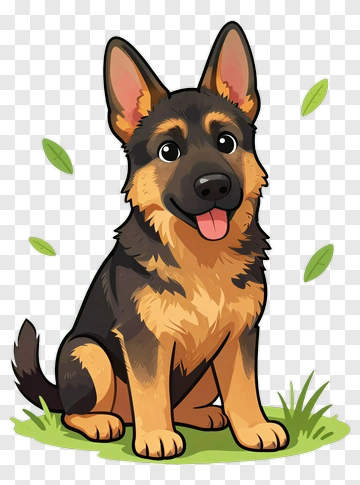 German Shepherd Dog With Leaves PNG