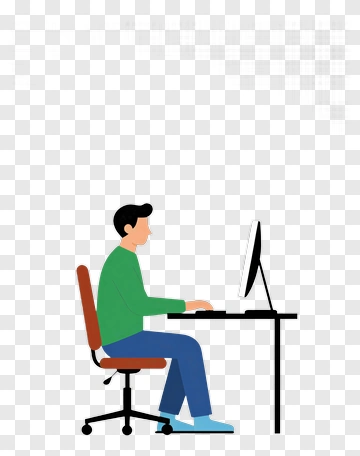 Man Working At Computer PNG