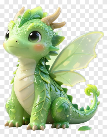 Cute Green Dragon Toy PNG