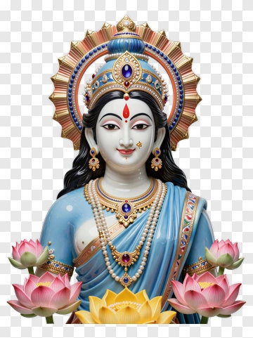 Goddess With Lotus Flowers And Jewelry PNG