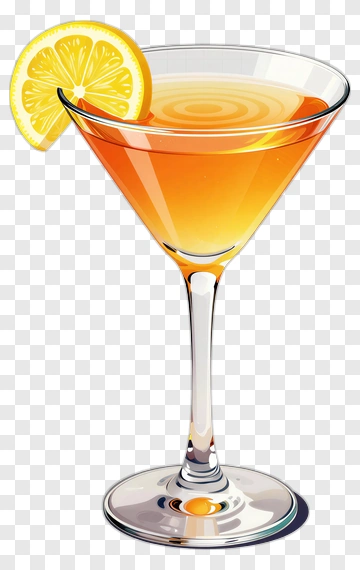 Orange Martini With Lemon Garnish PNG