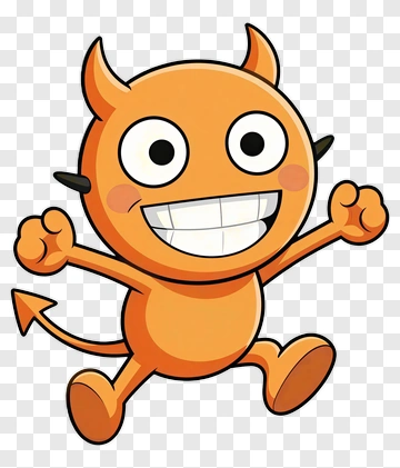 Cheerful Orange Devil Cartoon Character PNG