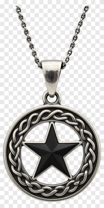 Silver Star Pendant With Chain PNG