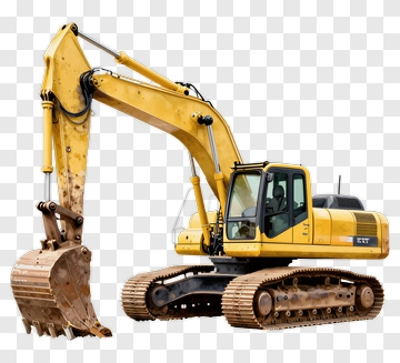 Yellow Excavator In Watercolor Style PNG