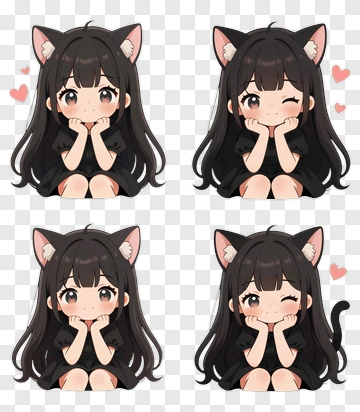 Cat Girl Expressions PNG
