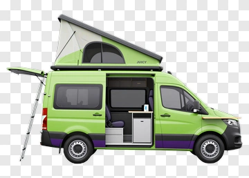 Green Campervan With Pop-Up Roof PNG
