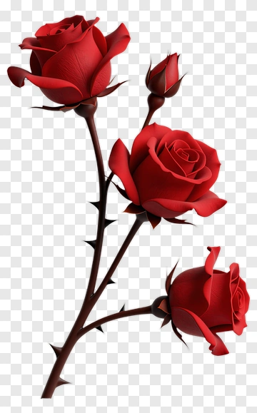 Red Roses With Bud And Thorn PNG
