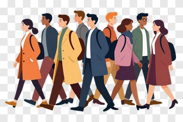 Group Of People Walking Together PNG