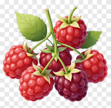 Cluster Of Fresh Raspberries PNG