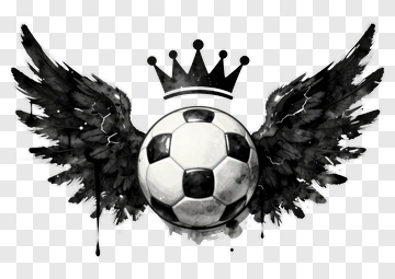 Soccer Ball With Crown And Wings PNG