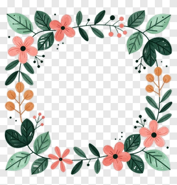 Floral Wreath Border Design PNG