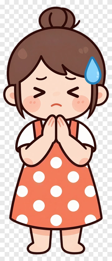 Girl Praying With Sweat Drop PNG