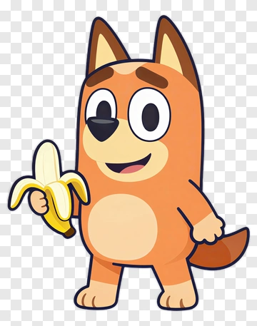 Bluey Holding A Banana PNG