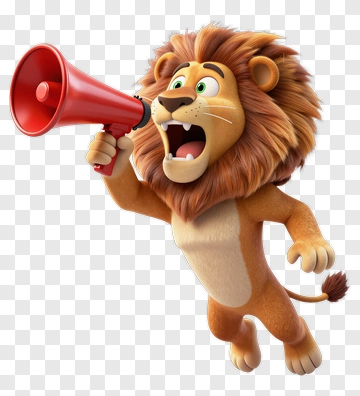 Lion Holding Megaphone PNG