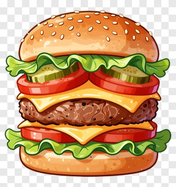 Delicious Cartoon Hamburger PNG