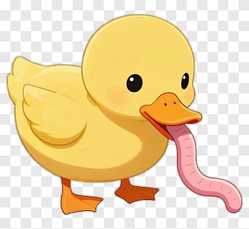 Cute Duck With Worm PNG