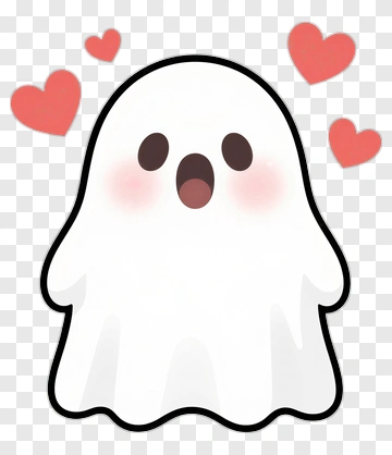 Cute Ghost With Hearts PNG