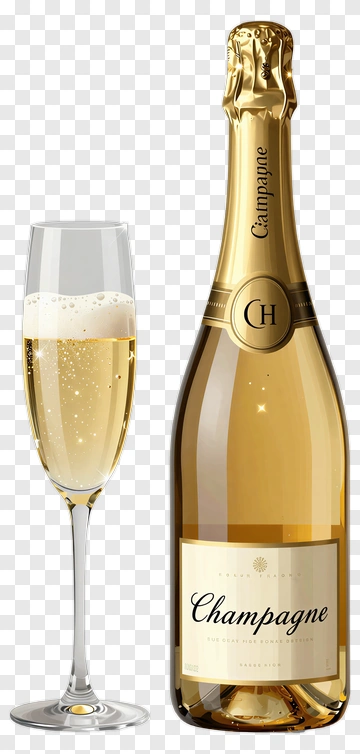 Champagne Bottle And Flute PNG