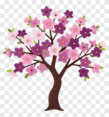 Flowering Tree With Pink And Purple Blossoms PNG