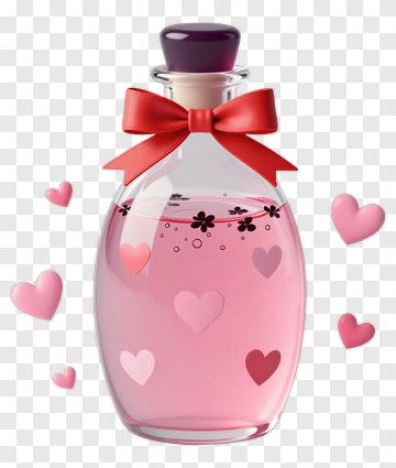 Pink Heart Bottle With Ribbon PNG