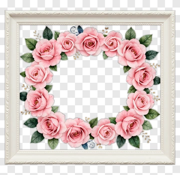 Pink Roses In Ornate Frame PNG