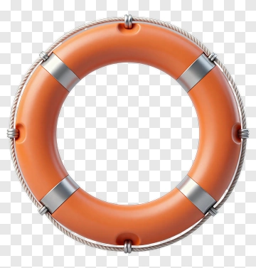 Orange Life Preserver With Rope And Metal Bands PNG