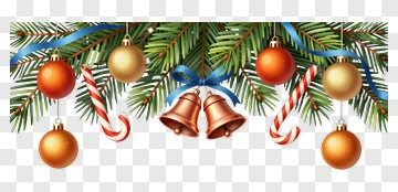 Christmas Tree Branch With Ornaments And Candy Canes PNG