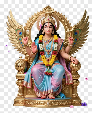 Devi Seated On Golden Throne PNG