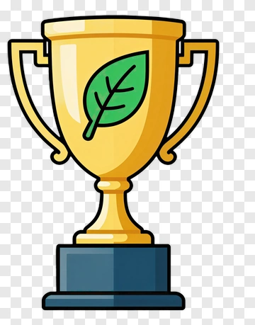 Golden Trophy With Leaf Design PNG