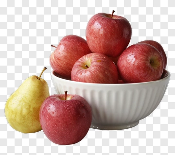 Red Apples And A Pear In A Bowl PNG
