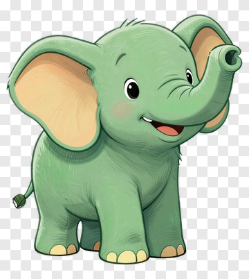 Cute Green Elephant PNG