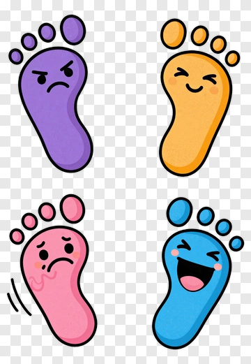 Four Expressive Footprints PNG
